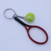 Keychains Mini Tennis Racket Keychain Key Ring Cute Sport Charm Ball Chain Car Bag Hanger Keyring Gift Random Color