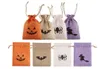 Sackleinenbeutel Jute Draw Strings Candy Beutel Geschenkverpackung Halloween Behandlungsbeutel mit verschiedenen Designs Partydekoration Colorful1631174