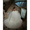 Stunningbride 2024 Luxury Ball Gown Wedding Dresses Spaghetti Straps Bridal Gowns Pearl Crystal Shiny Sweep Train Bride Dresses