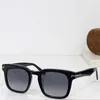 Designer Dax Sunglasses FT0751 Luxury Women Rectangular Sunglasses Black Acetate Frame Smoke Lens 100% UV Protection T-shaped Logo Men Vintage Glasses Top quality
