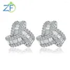 Kolczyki stadnorskie GZ Zongfa 925 Sterling Silve Studs for Women 0,3ct Real Natural Blawling Diamond Triangle Earring Prezent Fine Jewelry
