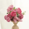 Fleurs décoratives Fleur artificielle Silk Peony Rose Hortensia Fake Wedding Marid Holiday Party Tableau Home Decoration DIY Bouquet de mariée