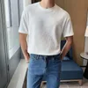 Men's T-Shirts Summer clothing mens Rinent Crew collar bottom shirt solid color thin comfortable island loose day short seven piece T-shirt H240508