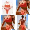 Kvinnors badkläder 2024 Bikini Womens Split Swimsuit New Diamond Shining Beach Straddle Drop Delivery Apparel Clothing Otvxv