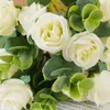Flores decorativas grinaldas lindas flores artificiais rosas com 11 cabeças de seda flor falsa para casamentos casa sala de estar decoração de coragem de coragem de acessórios