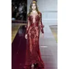 Vestidos de mangas Zuhair Appliques Bateau Long Murad Lace Lectins Vestidos de celebridades Longitud de la fiesta por la noche