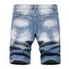 Heren shorts 2022 Nieuwe modeheren gescheurd een korte jeansmerk Casual Bermuda Summer Cotton Shorts Ademende denim shorts mannelijke maat 28-42 T240507