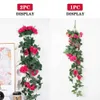 Fiori decorativi ghirlande da 95 cm rosa rosa artificiali fiori di seta ghirlanda pianta finta vite autunno per matrimoni decorazioni per la casa decorazione natale arco