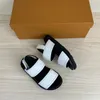 Kids leather sandals kid brand designer black white devil sticker toddler slippers boy athleisure shoes flip-flops