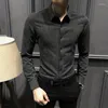 Herren lässige Hemden Mann Hemd Langarm schwarzes Geschäft für Männer einfache koreanische Stil Tops Slim Fit Asien mit Ärmeln Knopf up eleganter Kragen