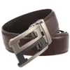 Bälten ZGXSQD Fullkorn Lädermärke Mens Belt Högkvalitativ äkta läder Luxury Mens Belt Metal Automatic Buckle Y240507