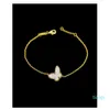 18K Gold Fashion Classic Sweet 4 Four Leaf Clover Butterfly Bracelet Servings Serving Settry Set для S925 Silver Van Womengirls Wedd 296o