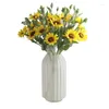 Dekorativa blommor koreansk stil liten färsk ins vindsimulering gul solros bukett vardagsrum hem dekoration 5 solrosor