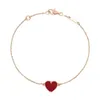 Brand Originalité Seiko Van Little Red Heart Love Collier pour les femmes plaquées avec des bijoux de chaîne de cols de pendentif en forme d'agate en or rose