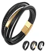 Bracelets de charme Men039 Business Mode décontractée Cuir multicouche Traité Magnetic Pruisible Boucle cadeau Bracelet7984309