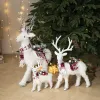 Miniatyrer jul vit älg docka hem dekoration julgran dekoration