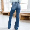 Jeans pour femmes Spring bleu clair et automne vintage haute taille montrant un pantalon de la jambe large européenne américaine lâche