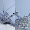 Hot 925 Silver Van Butterfly Collier en diamant complet plaqué avec une chaîne de collier de précision en or 18 carats de style élégant et minimaliste