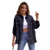 designer jacket women Hole Sleeves Trend women Clothing Autumn Winter Fashion Classic Retro Denim Jacket Ripped Large long-sleeved casual lapel top Size S-2XL