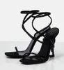 Perfect Opyum Sandals Sandals Buty Buty skokowe krystalicznie usuniętą satynową satynową Crisscross Vamp Gladiator Sandalias Party Sukienka Wysokie obcasy Lady Walking Sandal EU35-43