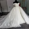 Nya ankomster 2019 sjöjungfru bröllopsklänningar med löstagbar kjolståg från axel älskling nacke fisktail elfenben spets lyx brud go 289j