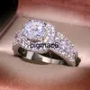 Band Rings Wedding Rings Round Simulated Diamond Rings Fashion Gemstone Silver Engagement Ring For Women Jewelry