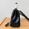 12A Mejor de actualización Diseñador de calidad Pequeño 16 bolso de 23 cm Bolso de colgajo para mujer Manejo de cuero genuino bolso Bolsos de lujo de lujo Bolsa de hombro negro con caja