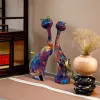 Sculptures 2pcs huile peinture de chat statue décoration intérieure graffiti chats animaux sculpture moderne conception figurine accessoires de salle de style européen