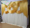 10x10 -футов золотой и белый свадебный фон панели для вечеринки занавеска Drape Ice Silk Foine ткань для украшения сцены 6399283