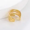 Pierścionki ślubne Skyrim Nieregularne wielowarstwowe linie krzyżowe Pierścień ze stali nierdzewnej Złoty kolor szeroko otwarty palec Pierścienie biżuterii Walentynkowe Prezent dla kobiet
