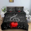 Conjuntos de cama Conjunto de roupas de cama musical 3pcs Tema musical Capa King/Queen Size com travesseiro da moda Psicodélica Soft Duvet Capa J0507