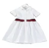Marki dziewczyny puste litery haftowe sukienki letnie dzieci lapelowe bawełniane sukienka z krótkim rękawem