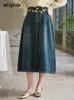 Sukienki robocze Mishow francuska retro warstwowa mody dżinsowa oddzielnie dla kobiet 2024 Spring U szyjka kamizelka Solidna spódnica MXD14W0347