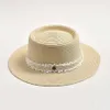 Weitkrempeln Hüte Eimerhüte Neue Hut für Frauen Sommer Strohhalm Sun Hut Ladies Mode Flach Krempfeiertag Beach Hut Chapeau Femme Großhandel T240508