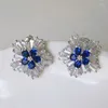 Stud Küpe Drlove Düğün Estetik Mavi/Beyaz Kübik Zirkonya Çiçek Tasarımı Kulak Deliren Yüksek Kaliteli Modaya Dönüş