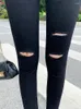 Jeans femminile s-5xl tratto alto strappato da donna black tasca con tasca sottile pantalone in denim distrutto distruzione della caviglia magra femmina
