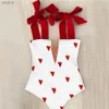 Women's Swimwear 2024 New Sexy One Piece Swimsuit Shoulder Strappy Swimsuit Heart Print Swimwear Women Backless Bathing Suit Beach Wear Monokini WX