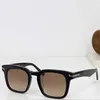 Designer Dax Sunglasses FT0751 Luxury Women Rectangular Sunglasses Black Acetate Frame Smoke Lens 100% UV Protection T-shaped Logo Men Vintage Glasses Top quality