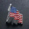 2024 Vintage Crystal Flag Brooch Pins Diamond Brosches for Women Universal 4.4x3.9cm 0508