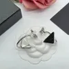 Luxury Earrings Designer Black White Crystal Triangle Letter Charm Earring Dangle Gold Silver Plated Stud Ear Drop Hoop Back Earrings For Woman Fashion Jewelry