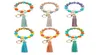 Tassel Circle Wristlet Keychain Bangles Fashion Charm Jewelry Car Keyrings Silicone Beads Bracelet Key Chain for Women Girls 5017962