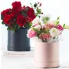 Enveloppe cadeau 1 pc en carton simple boîte d'emballage de fleur portable rond rond petit seau de câlins de rose rose rangement de rangement