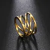Alyans Skyrim Skyrim Hollow Crosscute Ring Kadınlar Paslanmaz Çelik Altın Renk Basit Geometrik Parmak Yüzükler Punk Mücevher Hediyesi Sevgili Anne