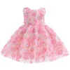 Robes de fille nouvelle robe de bébé rose sans manches sans manches de haute qualité robe princesse de princesse de fête d'anniversaire 1 à 6 ans de vêtements pour enfants 2405