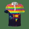 Polos masculin 3D imprimé Aurora Hippie Polo HARAJUKU Street Vêtements Summer Soupless T-shirt Q240508