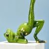 Sculptures yoga grenouilles figurines drôles créatif yoga pose résine grenouille sculpture de bureau artisanat d'art de bureau pour décoration domestique
