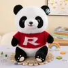 Ny plysch leksaksmink päls tröja panda och ryggsäck panda barn leksak docka zoo aktivitet gåva