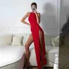 Vestidos casuais vestido designer vestido feminino 2024 verão novo pescoço redondo vestido longa de cor sólida cor de alta divisão vestido sexy sexy plus size vestidos