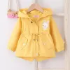 Sets Sets Sets 17 Jahre Baby Girls Jacke Frühlings- und Herbst Casual Windbreaker Kids Oberbekleidung Süßes Kaninchen Kapuze Baby Coat Kinder Kleidung Vorhang