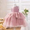 Robe fille Root Lotus de la fille rose rose un an printemps / été sans manches